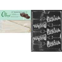 Cybrtrayd 45St25-H034 Owl Lolly Halloween Chocolate Candy Mold with 25 4.5-Inch Lollipop Sticks Cybrtrayd 45St25-H034 Owl Lolly Halloween Chocolate Candy Mold with 25 4.5-Inch Lollipop Sticks